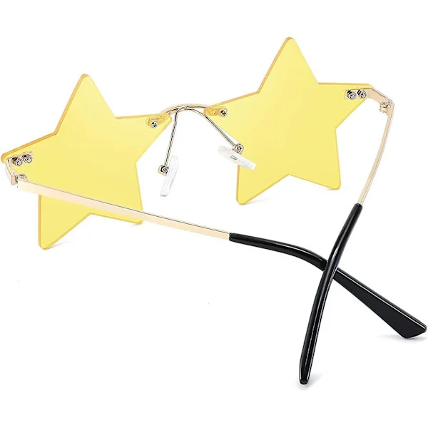 [RM]Ubiuo Bueløse Stjerneformede Solbriller Dame Herre Personlighed Pentagram Party Briller Trendy Farvede Briller B2833