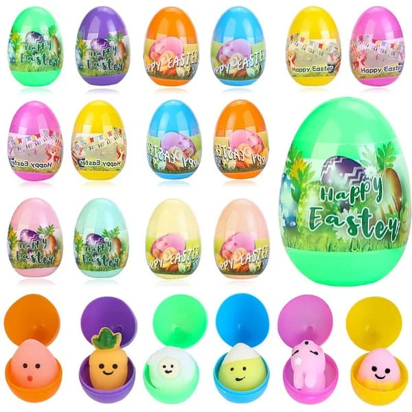 20 forudfyldte påskeæg fyldt med squishy-legetøj til børn, påskeæg til at fylde til påske, til påsketema, fest, jagt, påskekurve