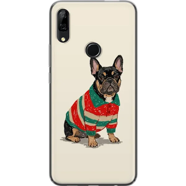 Kompatibelt Mobildeksel til Huawei P Smart Z Søt bulldog i rød og grønn stripete genser med tegneseriestil og sjarmerende hundemotiv