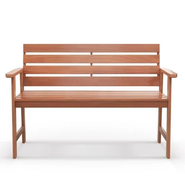 COSTWAY Trädgårdsbänk - 2-sits, ryggstöd med spjälor, armstöd, DIY-målning - Belastning 150 kg - inomhus utomhus