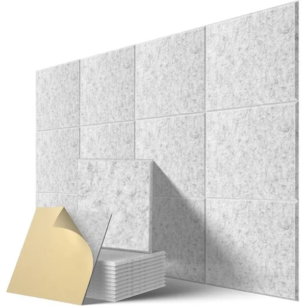 Ljudisolerande paneler (12-pack) – Självhäftande väggpaneler – Ljudisolering – Snygg design – 30 x 30 cm – Lätta att montera – Lämpliga för kontor