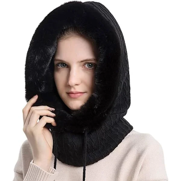 Women's Winter Hats, One Piece Fleece Lined Knitted Balaclavas