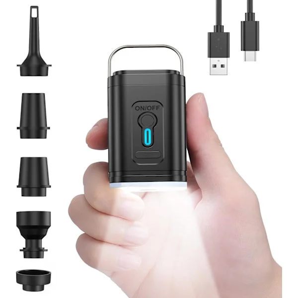 Mini Luftpumpe Bærbar Elektrisk Type-C Oppladbar Hurtiglading og Tømming Egnet for Bassengflåte Lekter Oppbevaring Svart Svart