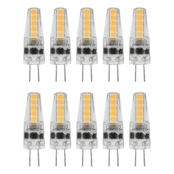 10 stk. G4 LED-pærer 3000K Varmt Hvidt Lys Dæmpbar G4 Bi-pin LED-pære 2W Svarende til 200lm Lysstyrke AC 12V-24V G4 Pærer Erstatning_tfrf