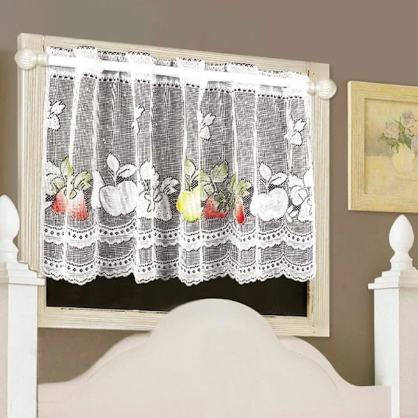 Hul vinduskappe, kort halvtransparent gardin for dør/vindu, kort halvtransparent gardin (90 cm bred x 45 cm lang, 1 stk)