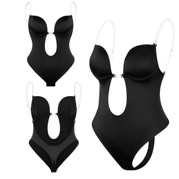 Rygglös Shapewear Dam Djup V-ringad Bodysuit Osynlig Kroppsformare