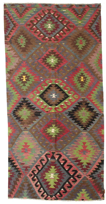 Kilim Vintage Turkish Rug Hand Woven 162X328 Brown/Red