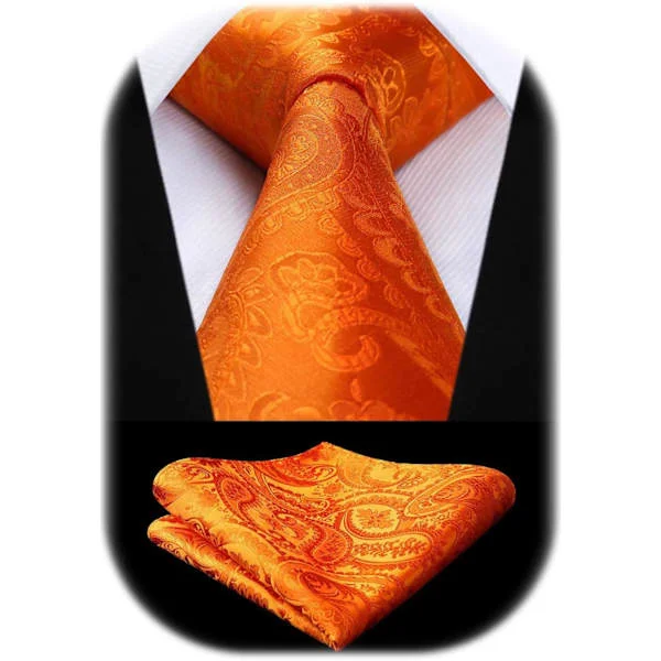 [LCS]Ensfarget Paisley-slips for menn Lommetørkle Håndvevd Klassisk Blomster Herreslips og Lommetørkle Sett Bryllup