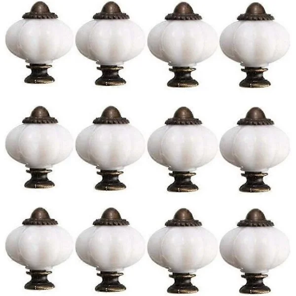12 Pieces Cabinet Knob 30mm Vintage Cabinet Door Knob Ceramic Door Knobs With 12 Screws White Porcelain[TT]