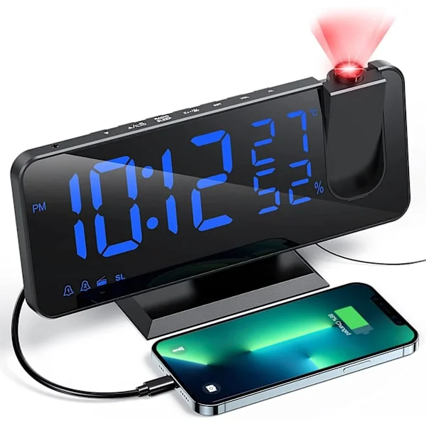 Projektor Vekkerklokke med Radio, Digital Klokke, Vekkerklokke