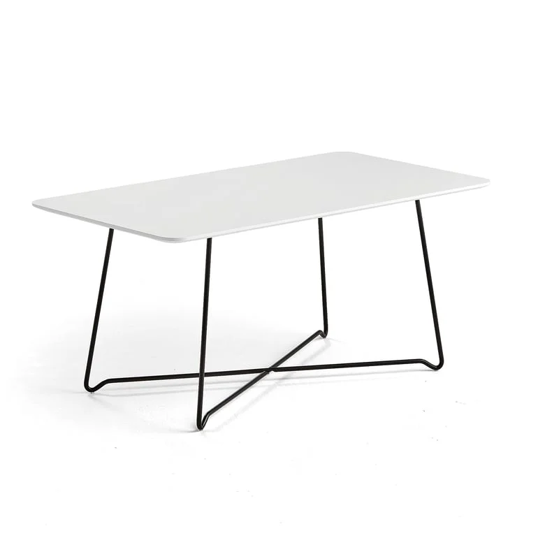 Sofabord, rektangulært, L1100 B600 H510 mm, hvit/svart