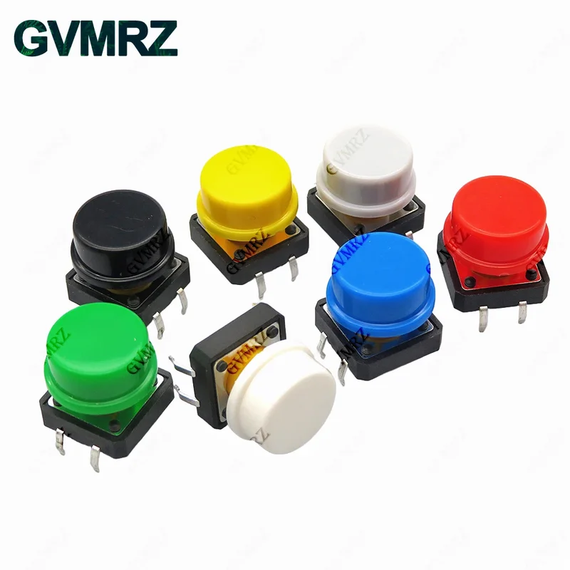 AliExpress - 24PCS Tactile Push Button Switch Momentary 12*12*7,3MM Micro switch button + 12PCS Tact Cap (6 farben) für Arduino Schalter