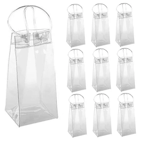 10 st Vinkylare Väska Isväska Transparent PVC Bärbar Vinflaskkylare Väska Champagne Isväska med Handtag (FMY)