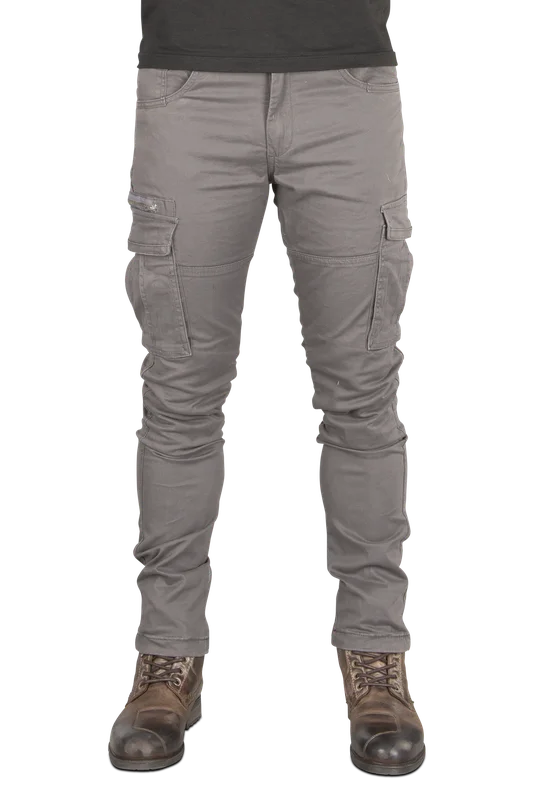 Pantalon Moto Cargo Course Caféman Renforcé Aramide Coupe Fuselée Gris W34 x L32