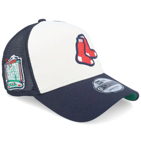 New Era - MLB White trucker Caps - Hatstore Exclusive x Boston Red Sox Patch 9FORTY White/Navy A-frame Trucker @ Hatstore