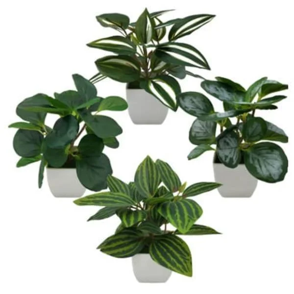 Små kunstige planter – minimalistiske falske planter for baderom, kontor og hyller | Vedlikeholdsfrie innendørsplanter i moderne design