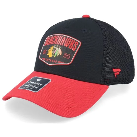 Fanatics - NHL Svart trucker Caps - Chicago Blackhawks Meshback Black/Red Trucker @ Hatstore