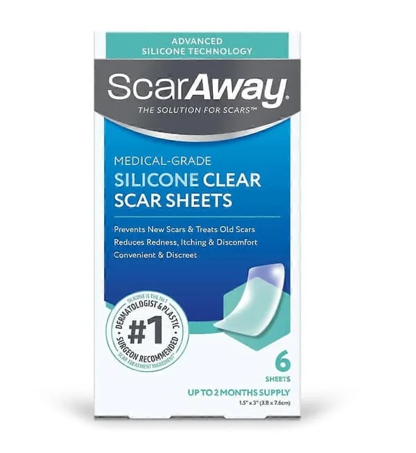 1-5 esker med Scar Away medisinsk silikon arrplaster, 6 plaster per eske.