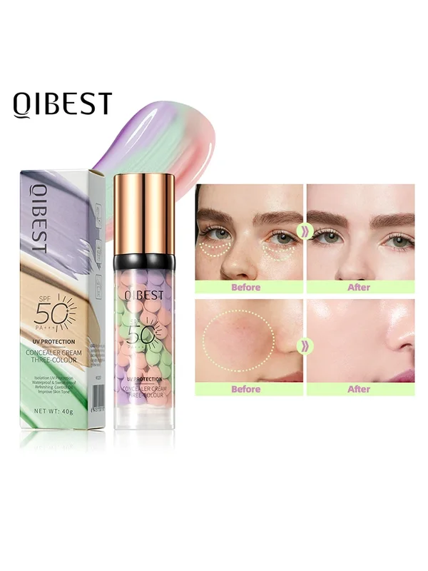 AliExpress - Qibest Three Color Press Release Cream Concealer Isolate Makeup Facial Base Brightening Cream Liquid Concealer Face Primer
