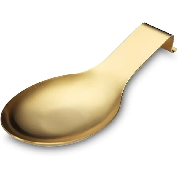 Matte Gold Spoon Rest, Stainless Steel Spoon Holder for Stove Top, Kitchen Utensil Holder for Ladles, Tongs, Spatula, Spoon Holder for Stove 1 pc - 