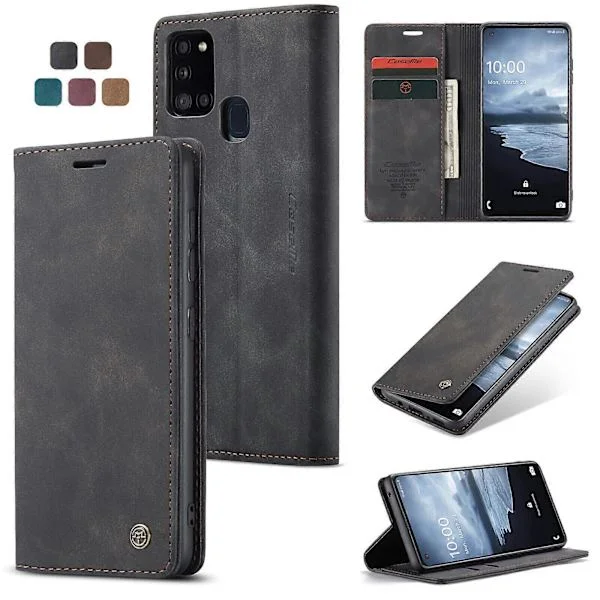 Kompatibelt med Samsung Galaxy A21S Fodral Kortplats Flip Magnetiskt Ställ Plånboksfodral för Samsung Galaxy A21S Premium Pu Läder Plånbok Kicksta [DB