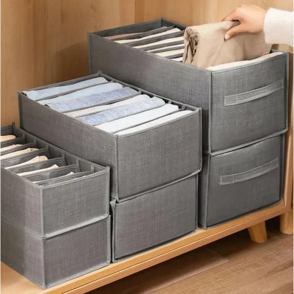 Lådorganisatörer, 3-delars set, hopfällbara klädlådor, för T-shirts, jeans, leggings, garderob, 44 x 25 x 22 cm, organiseringslådor, förvaringslådor