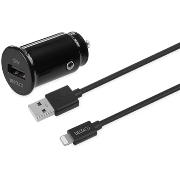 Deltaco USB billader med USB-C til Lightning-kabel, 12 W, 1m 1
