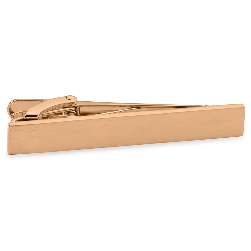 Novelle | Fermacravatta corto color oro rosa spazzolato per uomini - Fermacravatta per cravatte strette