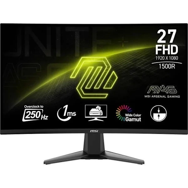 Spelskärm - MSI - 27'' Curved 1500R - QHD - 1ms - 250Hz - HDR Ready - Adaptive Sync - VESA-kompatibel