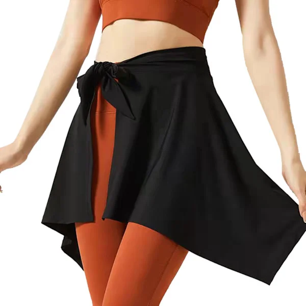 Sportsnederdel Polyester Blød Absorberende Yoga Fitness Tennis Bindebånd Nederdel Sort One Size