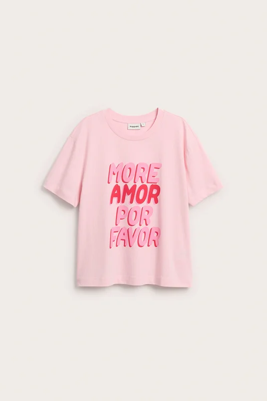 Kappahl | T-shirt med tryck "More amor por favor" Rosa L | Dam