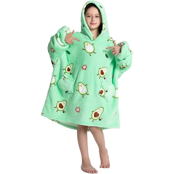 Iso Fleece-huppari, tytöt pojat pehmeä fleece kannettava peitto, Sherpa pörröinen jättiläinen huppari teini-ikäisille