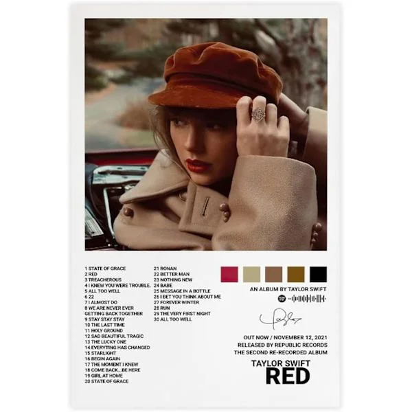 Pop-sångare Canvas Poster för Taylor Swift För Rum Estetisk Canvas Väggkonst Sovrum