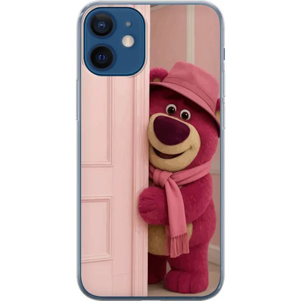 Kompatibel Mobilcover til Apple iPhone 12 mini Rosa bamse med hat og tørklæde, sød design i pasteltoner fyldt med kærlighed, varme og glæde