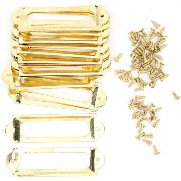 20 kpl Etikettikorttikehyksiä 60mm x 17mm Metalliset etiketinpidikkeet Toimiston arkistokaappi Laatikko Nimikortti Kaappi Puuseppä Korjaus Koristelu (