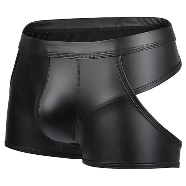 Menns Sexy T-string Faux Lær Undertøy Truser Underbukser Boxer Shorts String (XL)