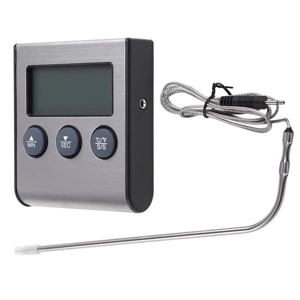 Digital Kitchen Thermometer LCD Display Long Probe for BBQ Oven Food Meat Cooking Alarm Timer Measuring Tool