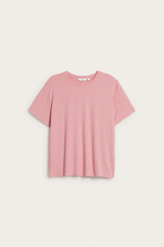 Kappahl | Ribattu t-paita Pinkki 2XL | Naiset