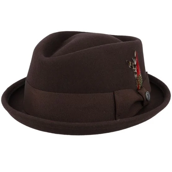 Jaxon & James - Crushable Diamond Crown Hat Brown Pork Pie Porkpie Brown Hat - @ Hatstore