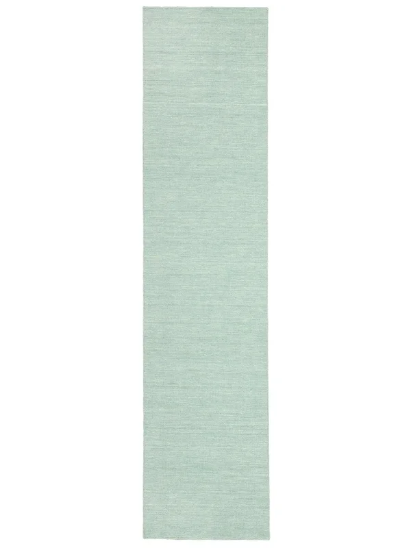 Jednobarwny Mały Handloom Flat Dywan - Miętowa Zieleń 80X300 Wełna, W Nowoczesnym Stylu