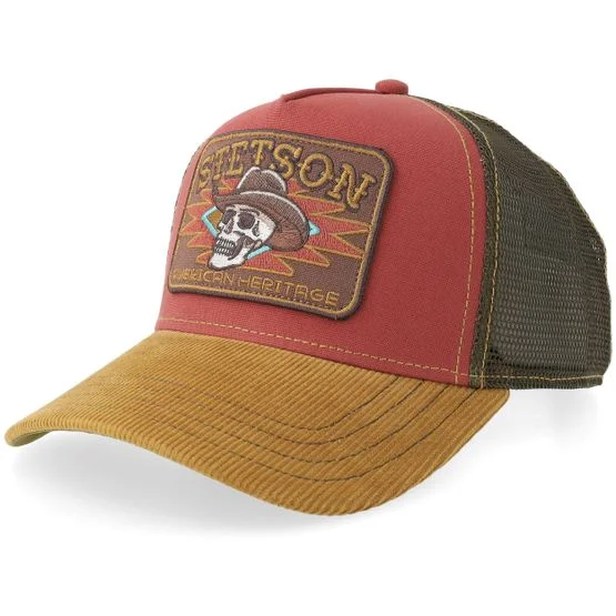 Stetson Herren - Rot trucker Cap - Big Size Cap Skull Yellow/Red A-frame Trucker, Baumwolle, XL (60-61 cm)
