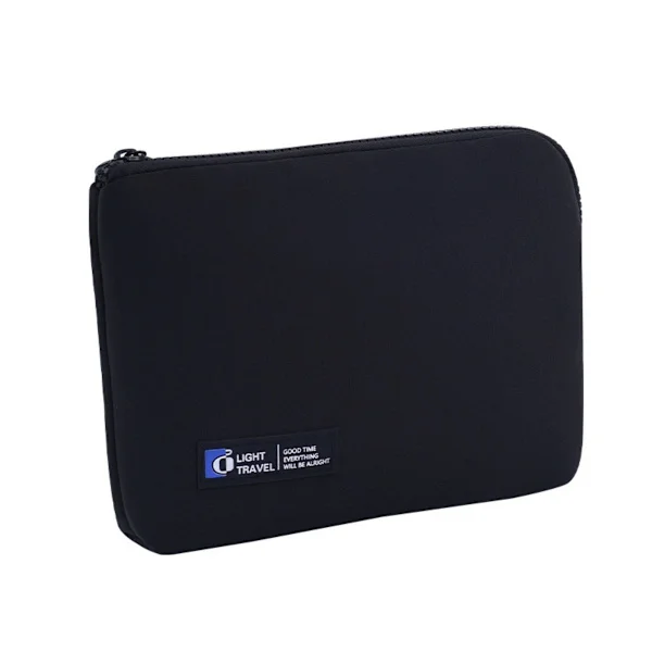 Large Travel Wallet Portable Card Wallet Document Organizer - Black Neoprene, compatible with Apple, Samsung and Huawei