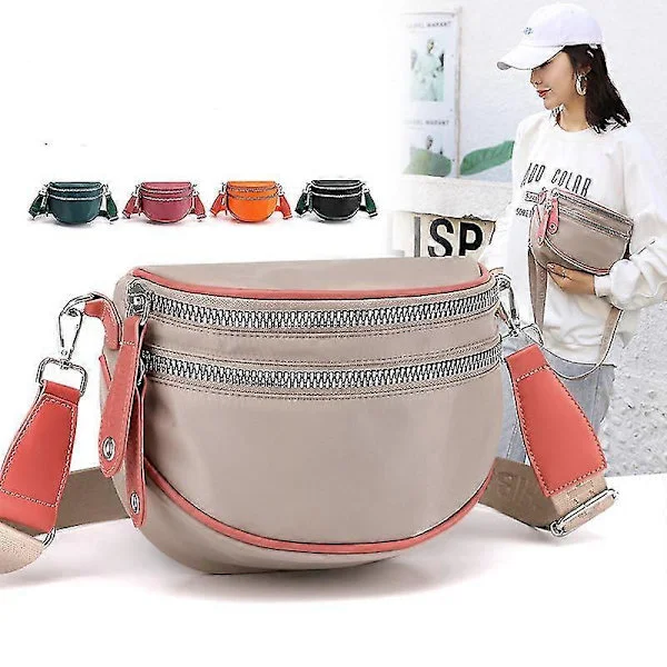 Women's Saddle Bag, Wide Strap Nylon Bag, Waterproof, Soft Small High Quality Handbag and Shoulder Bag ALL BLACK