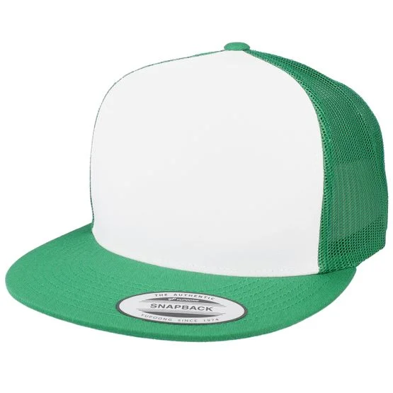 Yupoong - Classic White/Green A-Frame Trucker Snapback Trucker Green Cap - @ Hatstore