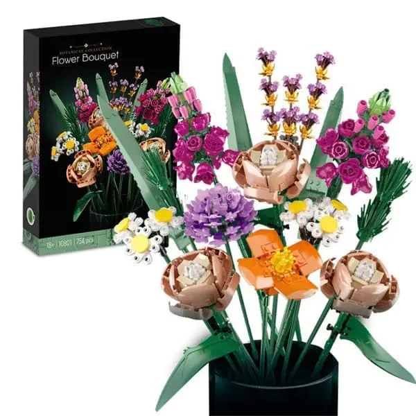 Blomster Byggeklodssæt Kunstig Potte Marguerit Legetøj til Børn i Alderen 7 til 14 Hvid Grøn 123g