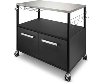 Austin and Barbeque-AABQ - Trolley Table Open With Doors-Sidebord til utekjøkkenet med rikelig oppbevaringsplass-Barbecue-Utekjøkken og grillbord
