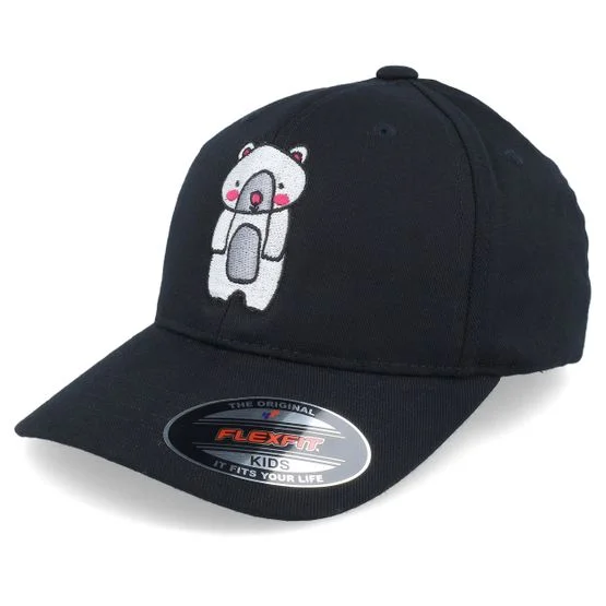 Kinder Kiddo Cap - Schwarz flexfit Cap - Kinder Cute Bear Black Stretch Fit @ Hatstore