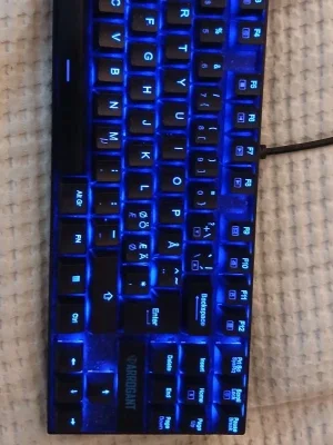 Arrogant mekaniskt tangentbord blå LED
