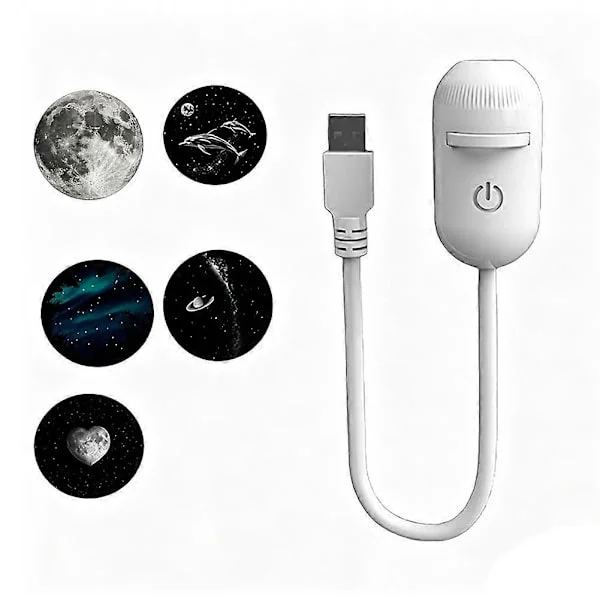 2-i-1 Mini Galaxy Stjärnprojektor Nattlampa LED Stjärnhimmel Omgivande Lampa för Sovrum Sömn LED Atmosfärslampa 5 Filmer