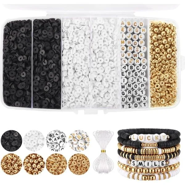 【DT】Lera Pärlor för Armband Tillverkning, Pärlor Polymerlera Pärlor, Platta Runda Skiva Lera Pärlor för Smycken Tillverkning (6mm)